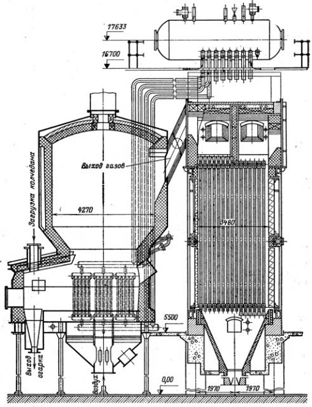Механическая топка с псевдоожиженным слоем топлива
